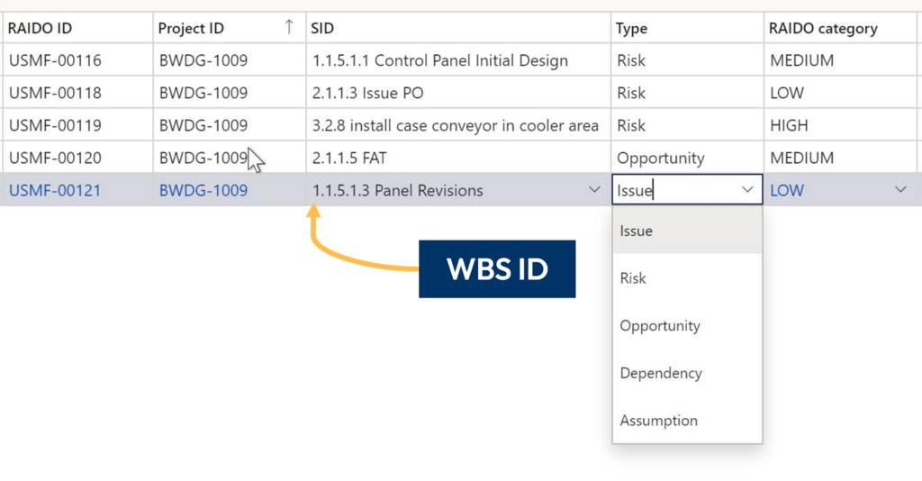 project risk wbs